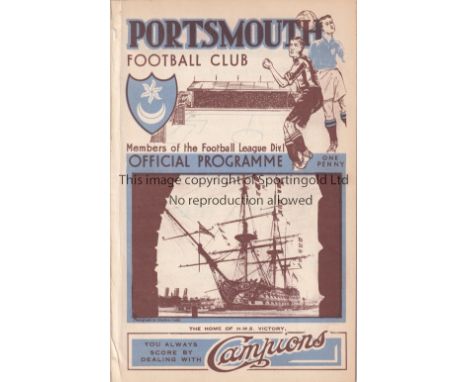 PORTSMOUTH V ARSENAL 1935    Programme for the London Combination match at Portsmouth 19/4/1935. Ex-binder.   Generally good