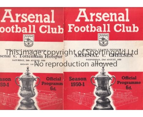 ARSENAL      A run of 128 home programmes: 1950/1 X 21 League and 2 FA Cup, 1951/2 X 21 League, 1 FA Cup and 2 Friendlies, 19