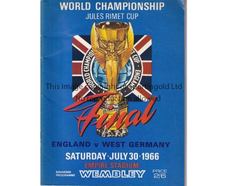 WORLD CUP FINAL 1966    Original programme England v West Germany World Cup Final 30/7/1966. Teams,score and scorers very nea