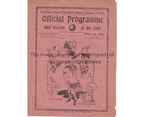SPURS       Programme Tottenham v Southend United FA Cup 3rd Round 11/1/1936. Horizontal fold. Some light fraying at edge. No