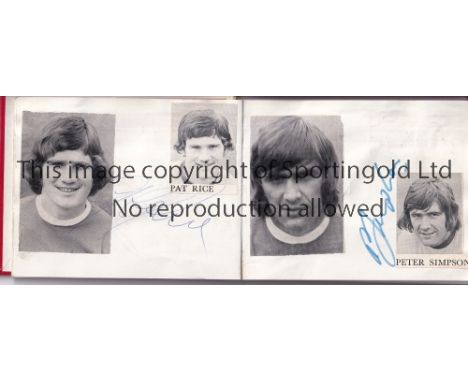 ARSENAL AUTOGRAPHS    A 1970/1 The Double autograph book including Jimmy Rimmer, Liam Brady, Pat Rice, Alan Ball, George Arms