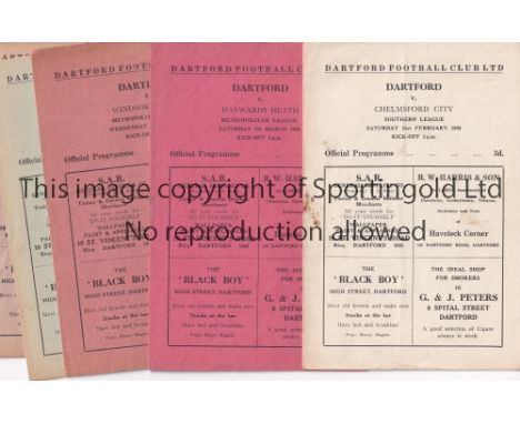 DARTFORD FC    Five Met Lge. home programmes v Guildford 11/10/58 Cup, Windsor &amp; Eton 29/4/59 slightly worn and writing o