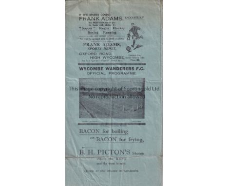 1929 BERKS &amp; BUCKS SENIOR CUP FINAL     Programme for Aylesbury United v Chesham United 1/4/1929 played at Wycombe Wander