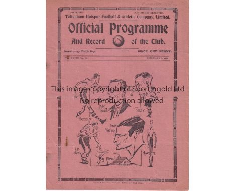 SPURS       Programme Tottenham v Fulham 8/2/1936. Some light foxing. No writing. Fair to generally good            