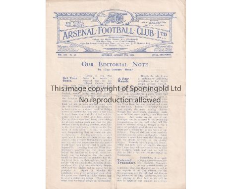 ARSENAL V NEWCASTLE UNITED 1925       Unusual 4 page programme with blue print for the League match at Arsenal 17/1/1925, fol