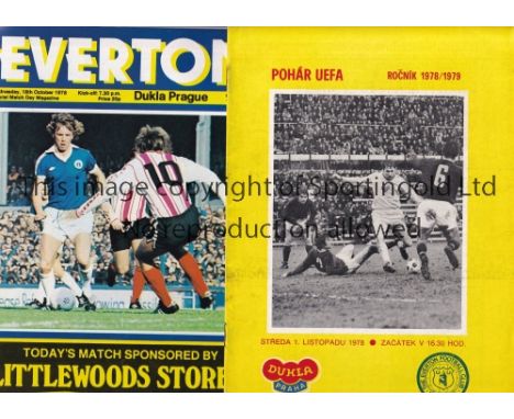 EVERTON     Home and away programmes for both UEFA Cup matches Everton v Dukla Prague 18/10/1978 and 1/11/1978. Generally goo