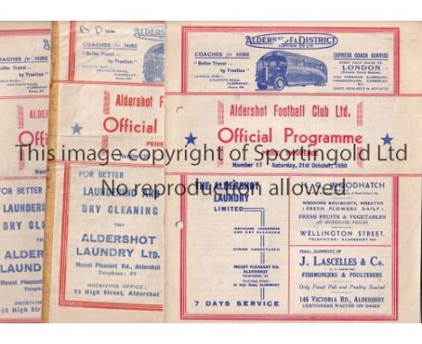 ALDERSHOT   Thirteen home programmes v. Leyton Orient creased and tape inside and Ipswich punched holes 50/1, Port Vale 51/2 
