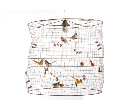 A BIRDCAGE AND BIRD CEILING LIGHT
In need of rewiring
61cm high x 64cm diameter
Condition: For a condition report or further 