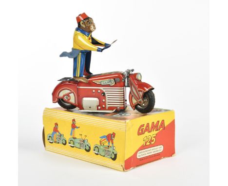 Gama, Affe auf Motorrad, US Z. Germany, 18 cm, Blech, UW ok, Okt Z 2+, Z 1-