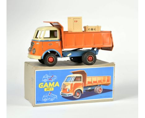 Gama, Kipplaster 297/1, W.-Germany, 26 cm, Blech, Friktion ok, Okt, Z 1-
