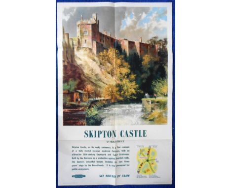 Railwayana. British Rail poster for Skipton Castle. Scene by John Greene. Circa 1960's. 101cm x 63cm. 