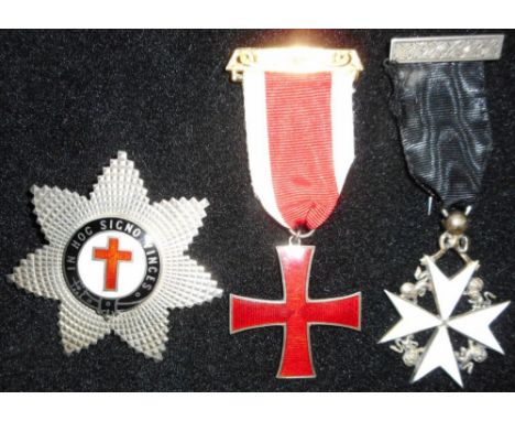 Masonic. Knights Templar breast badge, medal and collar sash.