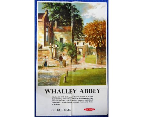 Railwayana. British Rail poster for Whalley Abbey. Scene by John Greene. Circa 1960's. 101cm x 63cm