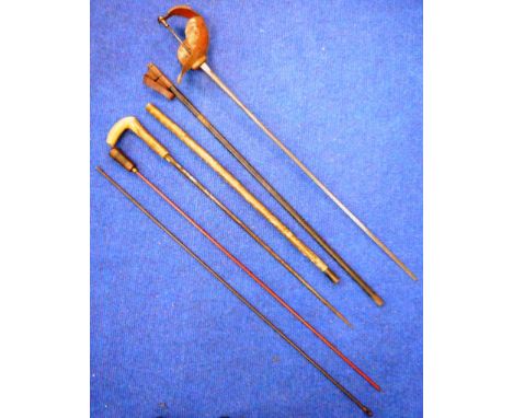 Sword stick, cavalry sword with defective grip, cleaning rods etc.