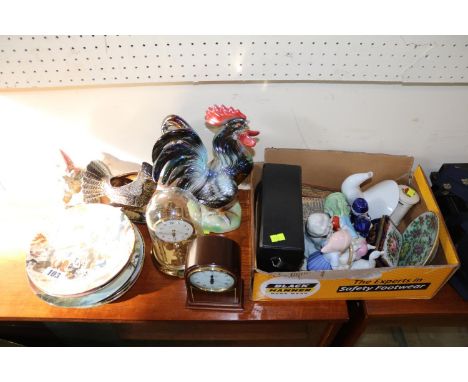 Collection of assorted Ceramics and bygones inc. Willow Art Newmarket crested Postbox, Knight Gibbons London clock 