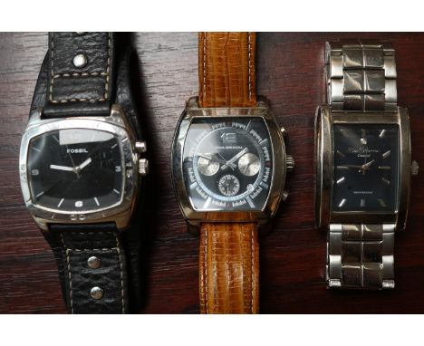 Collection of watches inc. Ben Sherman, Rocha and a Fossil Leather strapped watch 