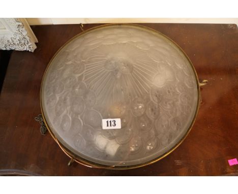 Good quality Frosted glass floral design ceiling light with brass frame 