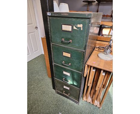 Vintage Green 4 Drawer filing cabinet with gilt detail 