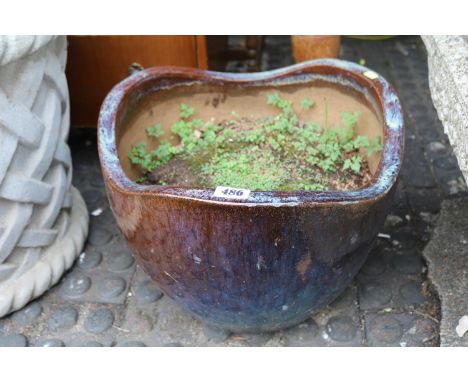 Glazed Planter with wavy top