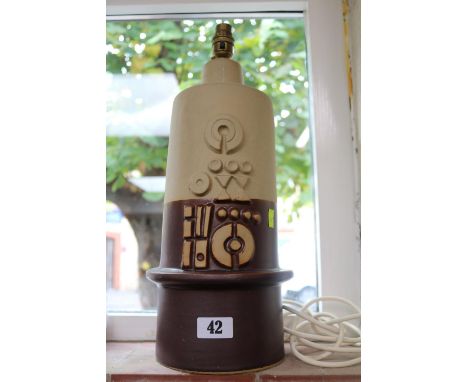 Vintage Tremaen Pottery Lamp base of two tones with raised decoration 