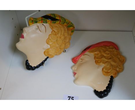 2 Art Deco Style wall plaques 18cm in Height 