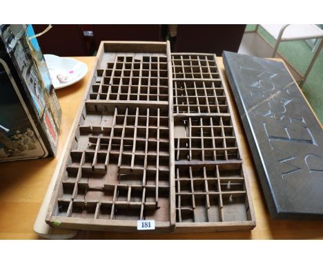 2 Vintage Wooden printers trays 