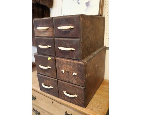 2 Four drawer Vintage Index drawers with early plastic handles 
