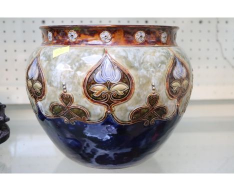 Royal Doulton Art Nouveau styled Jardinière with Cobalt blue base, impressed marks to base. 17cm in Height 