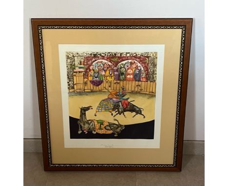 Hand Finished print “Desda la barrera” signed by Guillermo Silva Sanz de Santamaria. 51cm x 45cm