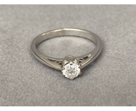 Stunning 9ct White Gold Diamond Solitaire Ring - Featuring a 0.25ct Stone - Weighing 2.14 grams - Size J