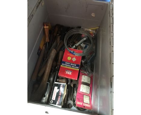 A large crate of mainly tools, garage ware 