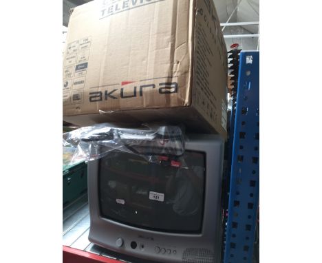 An Akura 14" colour tv with remote and instructions. Includes 100 programme memory, scart socket, auto search, sleep timer et