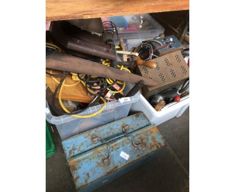 Two large Boxes of various tools and a metal tool box of tools 