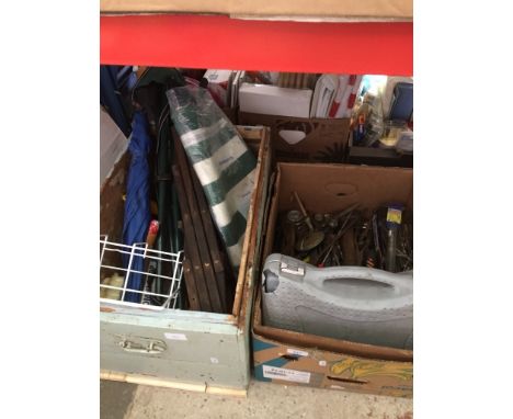 Two boxes of tools, garage and garden ware 