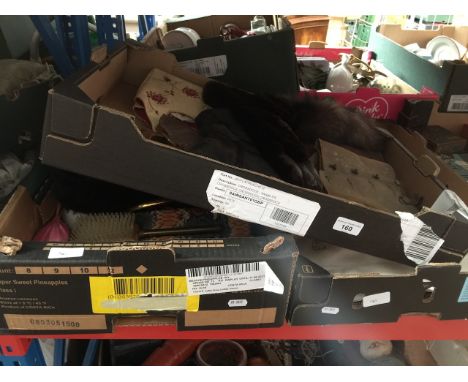 3 boxes of linen, spats, furs and hats 