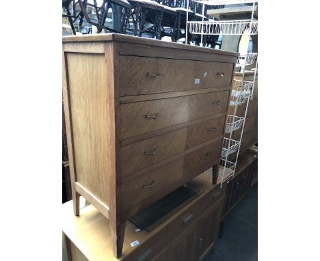 A light oak chest of four drawers&nbsp;H: 90cms W: 92cms D: 41cms