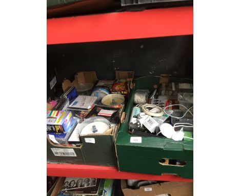 2 boxes computer related item including blank cdr, batteries, camera, etc 