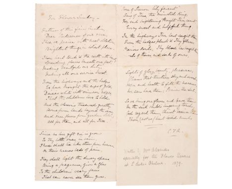 * Alexander (Cecil Frances nee Humphreys, 1818-1895). Hymn-writer, poetess and wife of the Bishop of Derry. Autograph Manuscr
