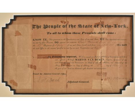 * Van Buren (Martin, 1782-1862). 8th President of the United States, 1837-1841. Signed military commission, 'M.V. Buren', Alb