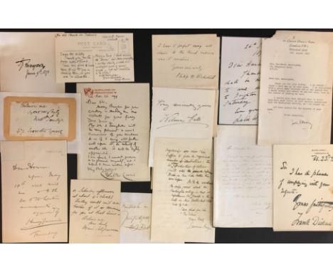 * Writers &amp; Artists. An assorted collection of approximately 50 autograph letters and signatures of writers, artists, mus