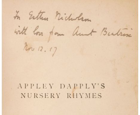 Potter (Beatrix). Appley Dapply's Nursery Rhymes, 1st edition, London: Warne, [1917], first or second printing, half-title in