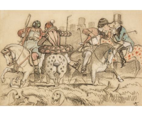 * Tenniel (John, 1820-1914). 'November, Now Gents 'unt in Gorse', pencil and coloured chalks heightened with white on paper, 