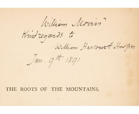 Morris (William, 1834-1896). The Roots of the Mountains... , 1st edition, Reeves &amp; Turner, 1890, advert leaf before half-