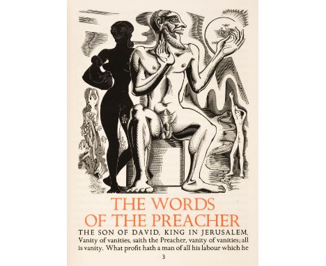 Golden Cockerel Press. Ecclesiastes, or the Preacher, Golden Cockerel Press, 1934, wood-engraved illustrations by Blair Hughe