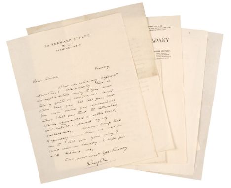 * Richardson (Ralph, 1902-1983). Film and theatre actor. A fine series of 10 Autograph Letters Signed, 'Ralph', London and Bi