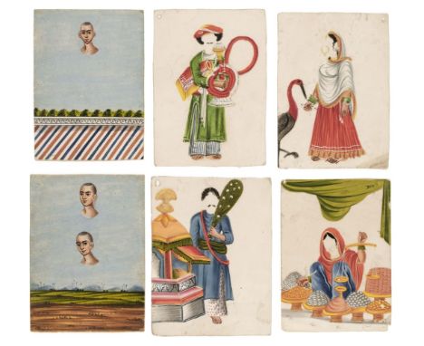 * Indian mica paintings. A transformation game, mid 19th century, together 58 mica paintings, each of a single male or female