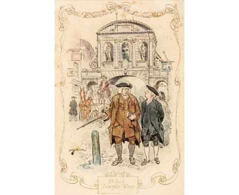 * Brock (Henry Matthew, 1875-1960). 'Under Temple Bar', pen, ink &amp; watercolour, showing Samuel Johnson and James Boswell 