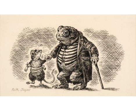 * Jaques (Faith, 1923-1997). Bandaged Mouse with Toad, pen and ink, depicting a mouse with bandages around its arm and tummy 