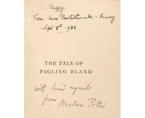 Potter (Beatrix). The Tale of Pigling Bland, later edition, London: Frederick Warne &amp; Co. Ltd, [after 1918], half-title i