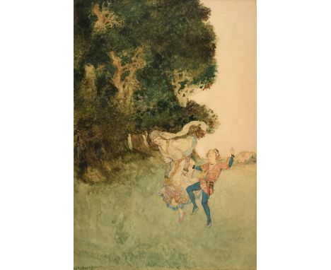 * Pogany (Willy, 1882-1955/56). Under The Greenwood Tree, watercolour, depicting Princess Elsa and the Little Brother skippin